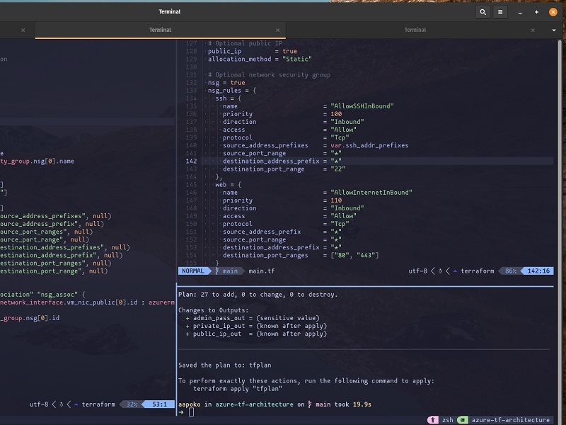 Terminal screen